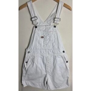 Dickies Bib Overall Shorts Painters Womens XS White 90s Summer